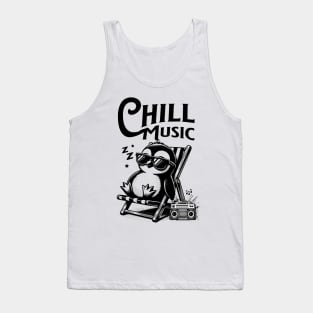 CHILL OUT MUSIC  - Chillax Penguin (black) Tank Top